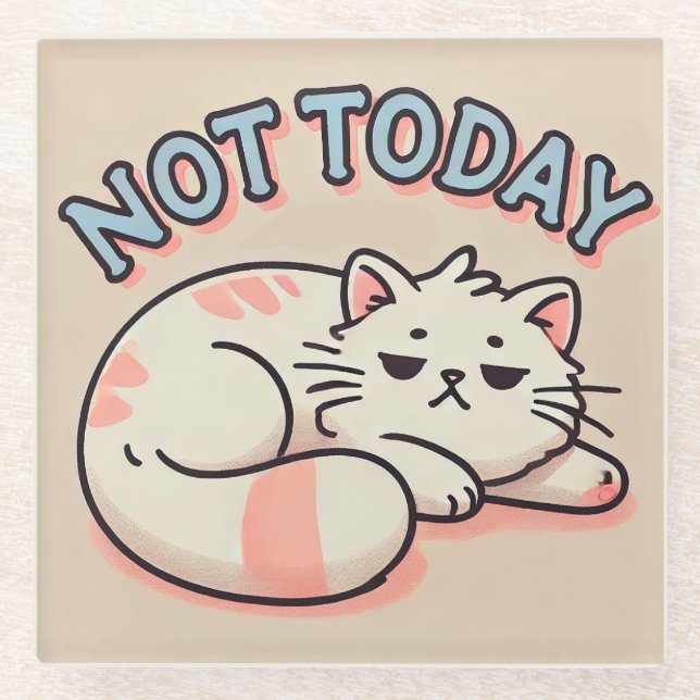 Posavasos De Vidrio Lazy Personalizado Cat (Anverso)