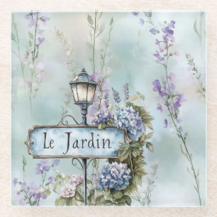 Posavasos De Vidrio Le Jardin (el jardín) Bonito Flores violetas