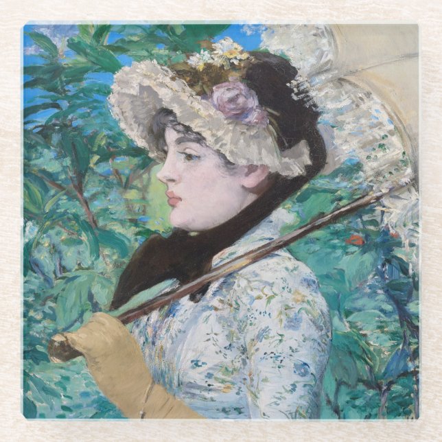 Posavasos De Vidrio Le Printemps Manet Impresionista Pintura de Arte (Anverso)