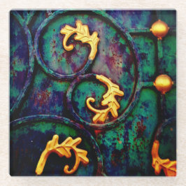 Posavasos De Vidrio Leaf de oro