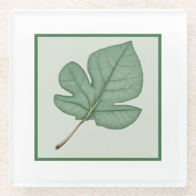 Posavasos De Vidrio Leaf verde (Anverso)