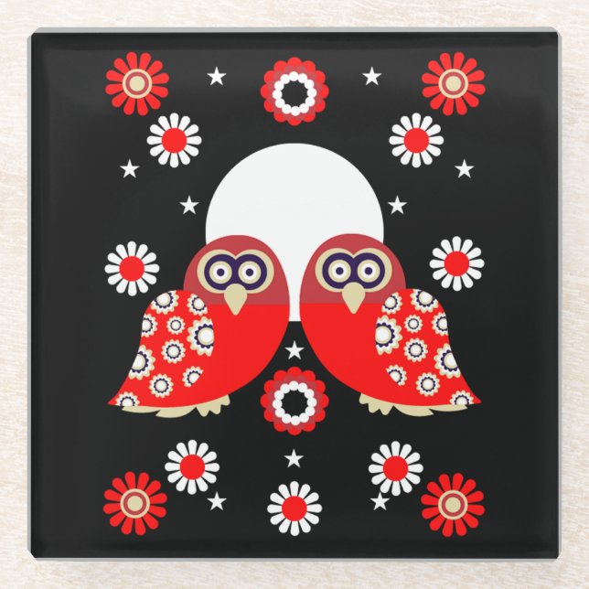 Posavasos De Vidrio Lechuza de Arte Popular (Anverso)