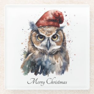 Posavasos De Vidrio Lechuza de invierno encantada, personalizado