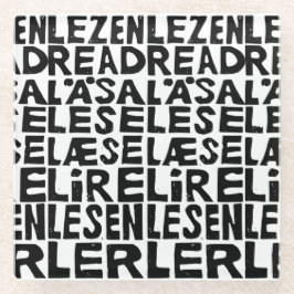 Posavasos De Vidrio "Leer" en blanco y negro en 8 idiomas corte de lin