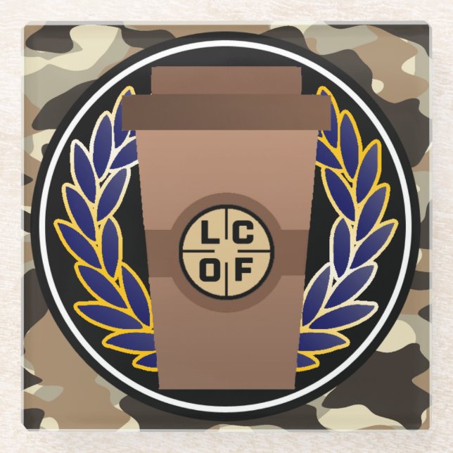 Posavasos De Vidrio Legión del Café - Café Camo Glass Coaster (Anverso)