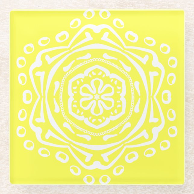 Posavasos De Vidrio Lemon Mandala (Anverso)