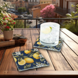 Posavasos De Vidrio Lemones mediterráneos en bar italiano de la marina