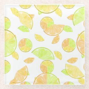 Posavasos De Vidrio lemons lime naranja rodajas de fruta naturaleza cí