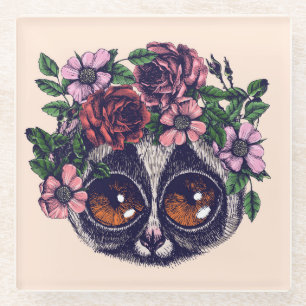 Posavasos De Vidrio Lemur floral dulce