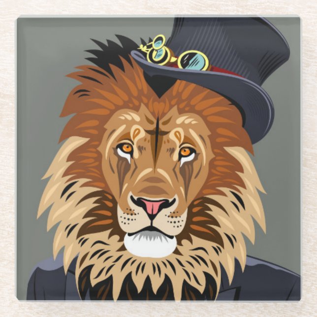 Posavasos De Vidrio León con clase (Anverso)