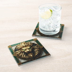 Posavasos De Vidrio León de oro ordenado con detalles de Regal