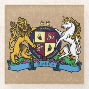 Posavasos De Vidrio León y Unicornio Ropa de Vino Rampant