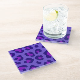 Posavasos De Vidrio "Leopardo púrpura eléctrico"