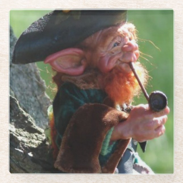 Posavasos De Vidrio leprechaun real (Anverso)