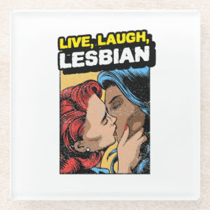 Posavasos De Vidrio Lesbiana de la risa en vivo