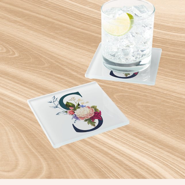 Posavasos De Vidrio Letra floral fancy monograma S (Subido por el creador)