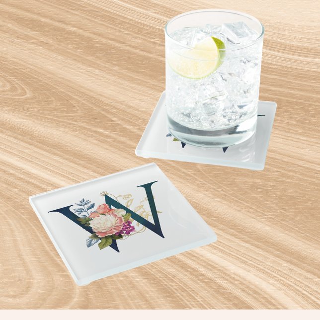 Posavasos De Vidrio Letra floral minúscula n (Subido por el creador)