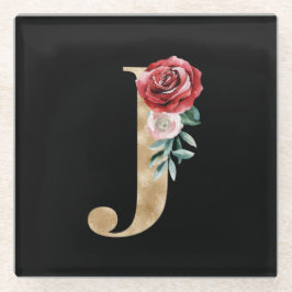 Posavasos De Vidrio Letra J de las iniciales de las vacaciones de invi