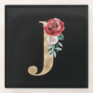 Posavasos De Vidrio Letra J de las iniciales de las vacaciones de invi