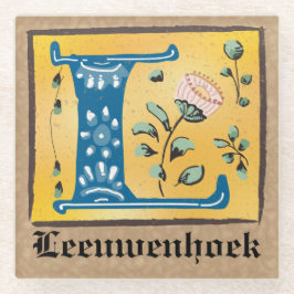Posavasos De Vidrio Letra medieval floral iluminada L monograma