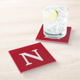 Posavasos De Vidrio Letra N sobre rojo