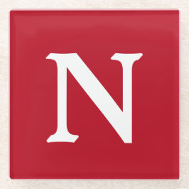 Posavasos De Vidrio Letra N sobre rojo