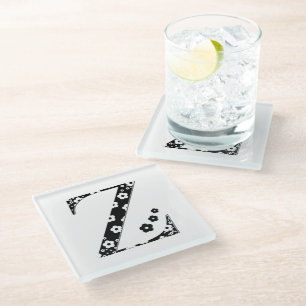 Posavasos De Vidrio Letra Z del patrón de flor