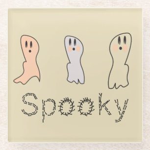 Posavasos De Vidrio Letras a mano fantasma retro espeluznante broncead