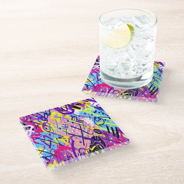 Posavasos De Vidrio Liberarse: Arte abstracto (Angular)