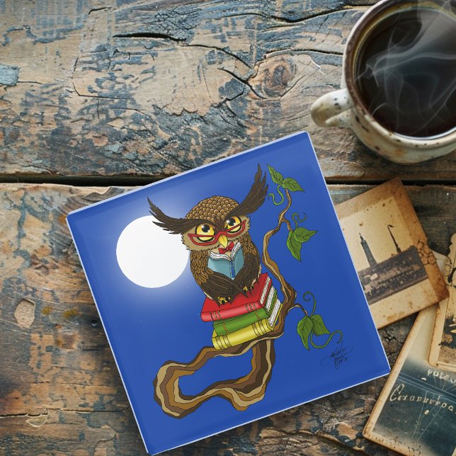 Posavasos De Vidrio Libros De Búho Cute (Subido por el creador)