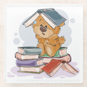 Posavasos De Vidrio Libros de lectura de oso de Personalizado lindo