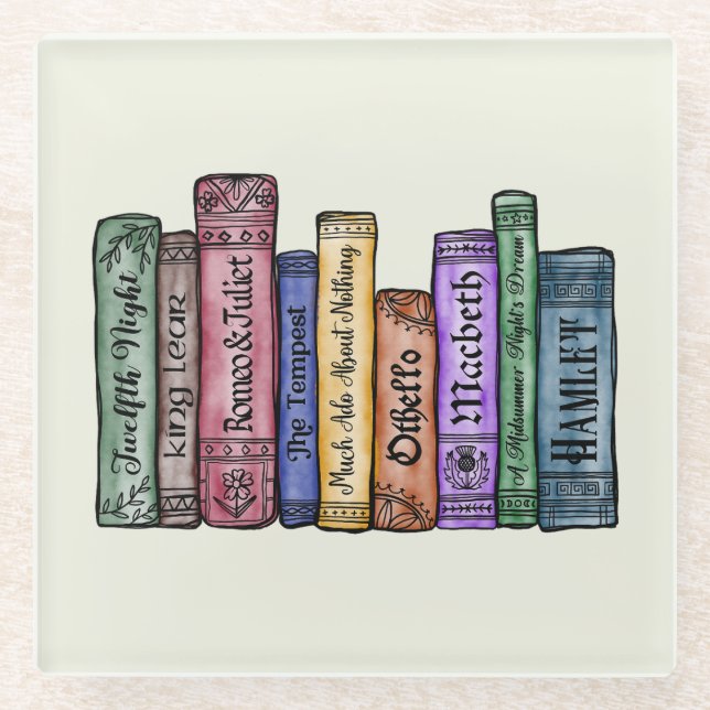 Posavasos De Vidrio Libros de Shakespeare No. 1 (Anverso)