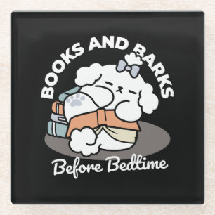 Posavasos De Vidrio Libros y cortezas - Diseño de lectura de perros es