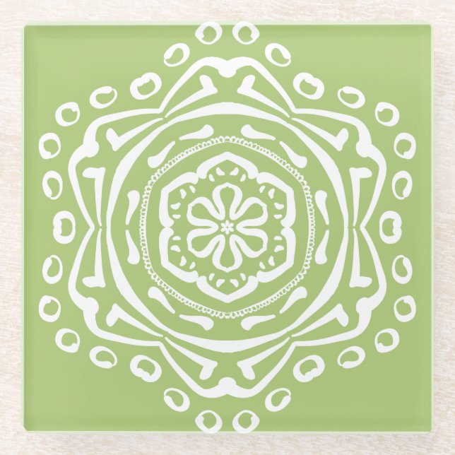 Posavasos De Vidrio Lichen Mandala (Anverso)