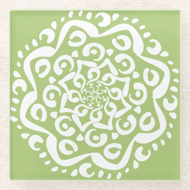 Posavasos De Vidrio Lichen Mandala (Anverso)