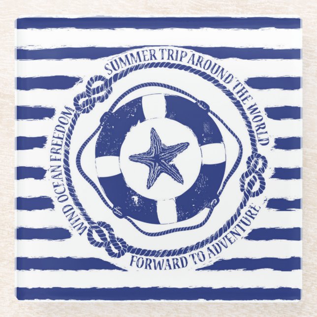 Posavasos De Vidrio Lifebuoy y estrellas de mar (Anverso)