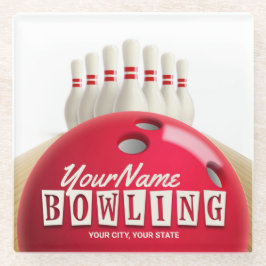 Posavasos De Vidrio Liga Retro de Bolas Personalizadas Lanes Lanes