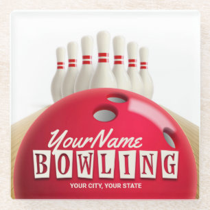 Posavasos De Vidrio Liga Retro de Bolas Personalizadas Lanes Lanes
