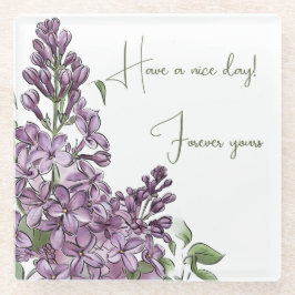 Posavasos De Vidrio Lila Botánico Floral de Vidrio Costa Elegante