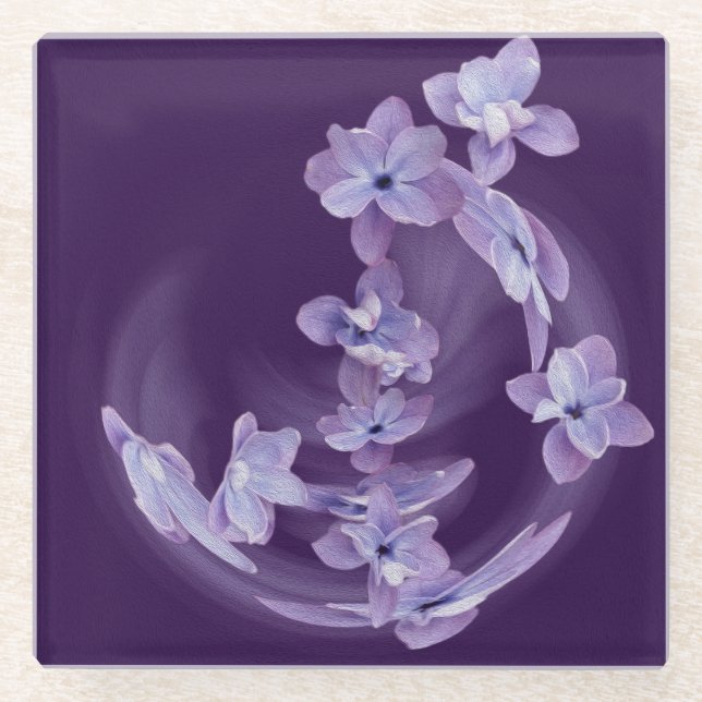 Posavasos De Vidrio Lilac en círculo (Anverso)