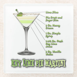 Posavasos De Vidrio Lime Pie Martini Cocktail Receta Art Coaster
