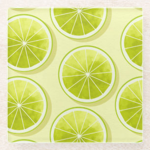 Posavasos De Vidrio Lime Slices en amarillo claro