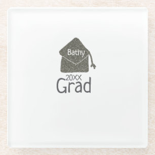 Posavasos De Vidrio Límite de graduación plateado purpurina añadir nom