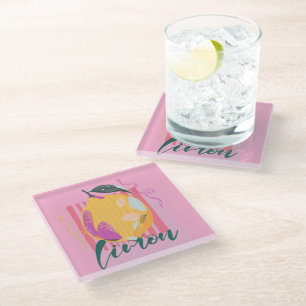 Posavasos De Vidrio Limon Italiano Rosa Limón