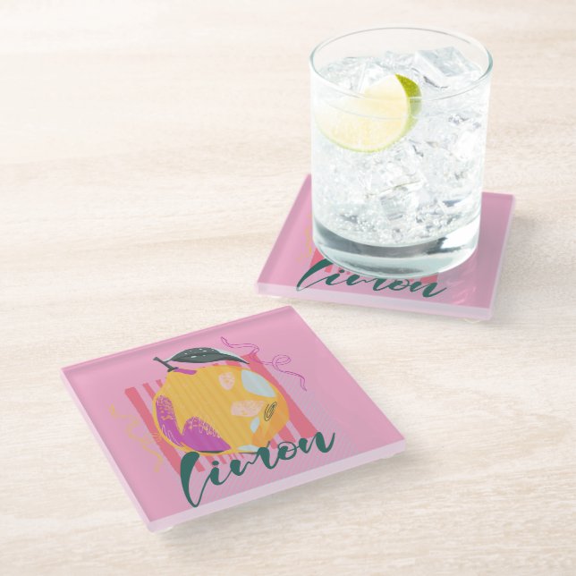 Posavasos De Vidrio Limon Italiano Rosa Limón (Angular)