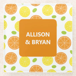 Posavasos De Vidrio Limones, Naranjas y Uvas Frutas Personalizadas