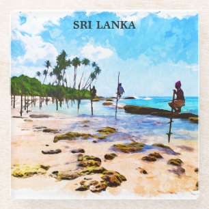 Posavasos De Vidrio Línea costera tropical de Sri Lanka