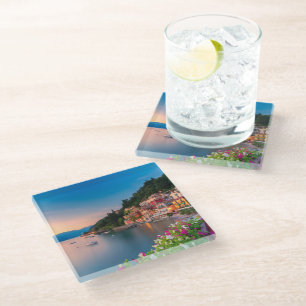Posavasos De Vidrio Línea costera   Varenna, Lombardía, Italia
