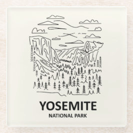 Posavasos De Vidrio Línea de arte del Parque Nacional Yosemite