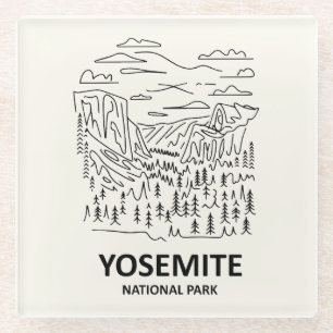 Posavasos De Vidrio Línea de arte del Parque Nacional Yosemite